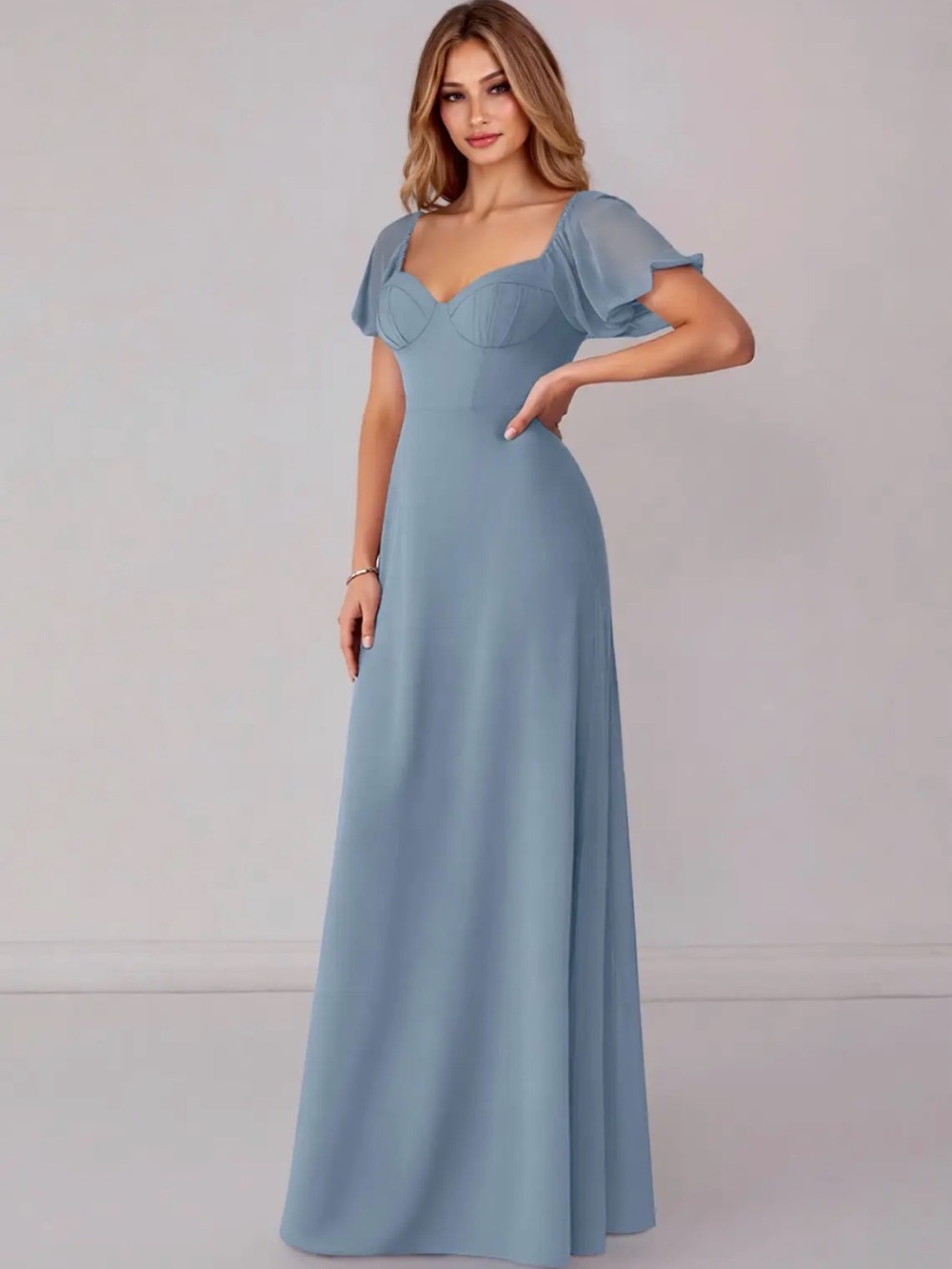 NWT, Azazie Dusty Blue Barbie Bridesmaids Dress, Size A6